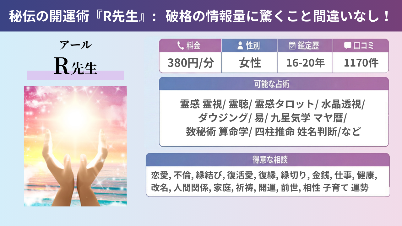 電話占いフィール R先生 プロフィール