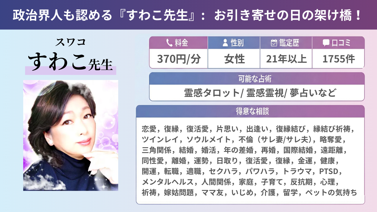 電話占いフィール すわこ先生 プロフィール